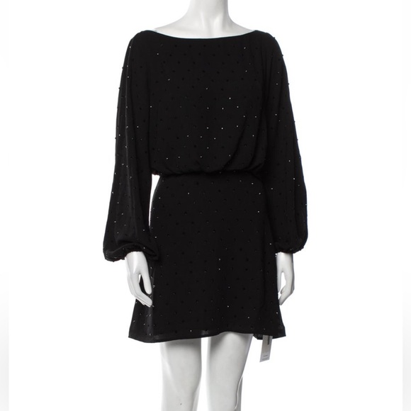 NWT ASTR THE LABEL EDITA RHINESTONE EMBELLISHED LONG SLEEVE MINI DRESS - Picture 2 of 8